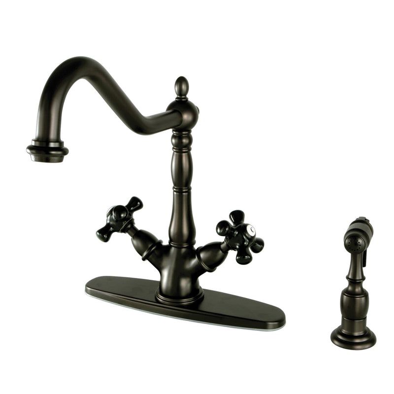Duchess Two-Handle 2-or-4 Hole Kitchen Faucet with Brass Sprayer