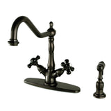 Duchess Two-Handle 2-or-4 Hole Kitchen Faucet with Brass Sprayer