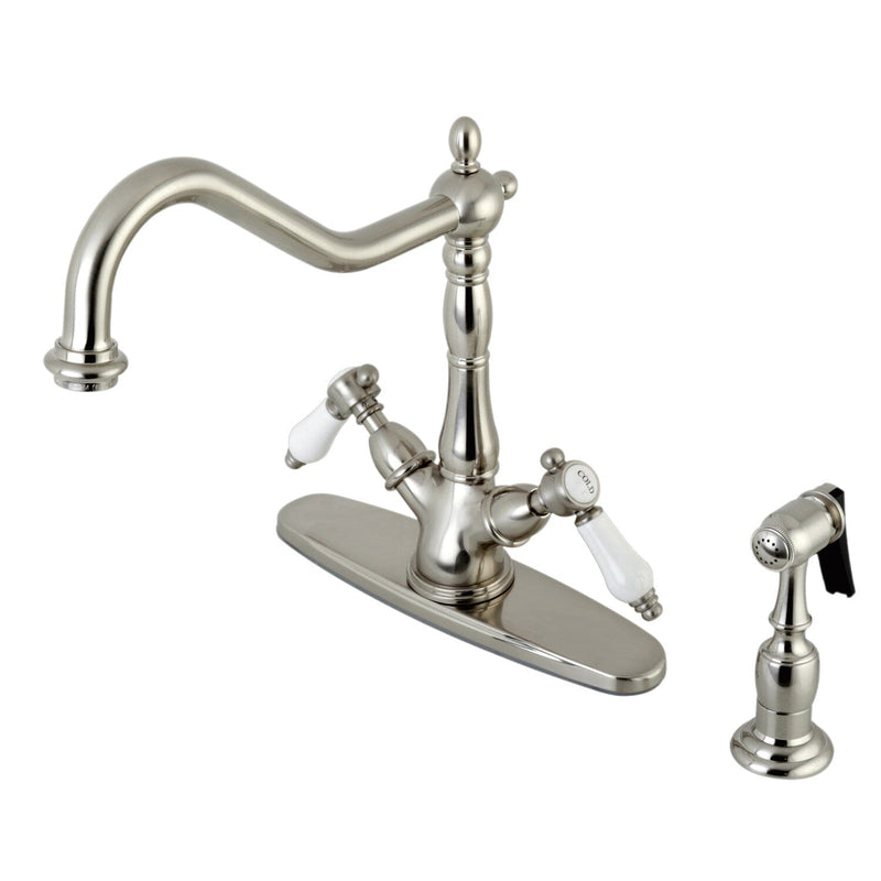 Bel-Air Two-Handle 2-or-4 Hole Kitchen Faucet with Brass Sprayer