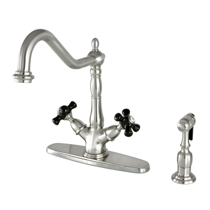 Duchess Two-Handle 2-or-4 Hole Kitchen Faucet with Brass Sprayer