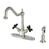 Duchess Two-Handle 2-or-4 Hole Kitchen Faucet with Brass Sprayer