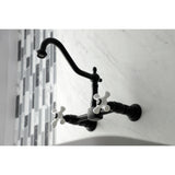 Heritage Double-Handle 2-Hole Wall-Mount Bridge Kitchen Faucet