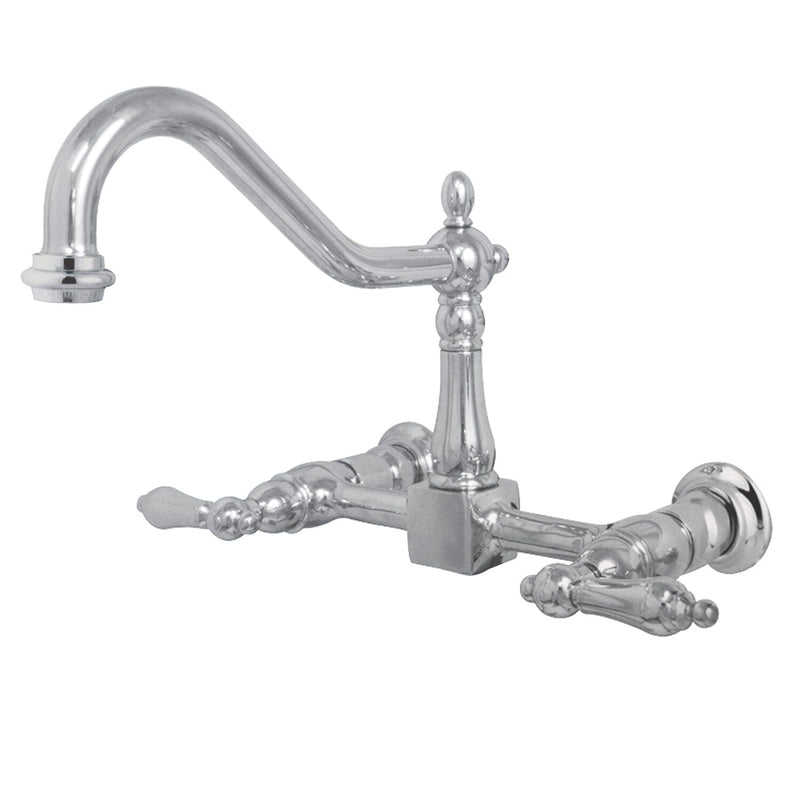 Heritage Double-Handle 2-Hole Wall-Mount Bridge Kitchen Faucet