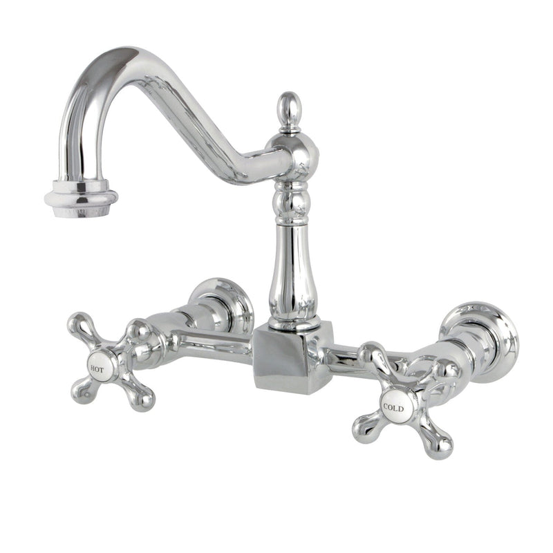 Heritage Double-Handle 2-Hole Wall-Mount Bridge Kitchen Faucet