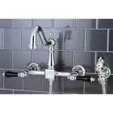 Duchess Double-Handle 3-Hole Wall-Mount Bridge Kitchen Faucet with Brass Sprayer