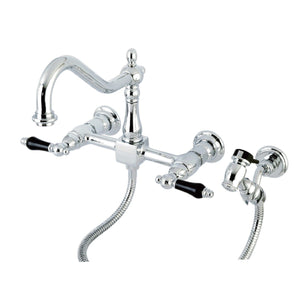 Duchess Double-Handle 3-Hole Wall-Mount Bridge Kitchen Faucet with Brass Sprayer