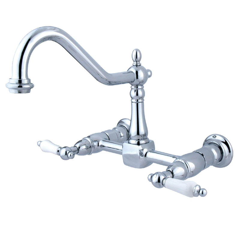 Heritage Double-Handle 2-Hole Wall-Mount Bridge Kitchen Faucet