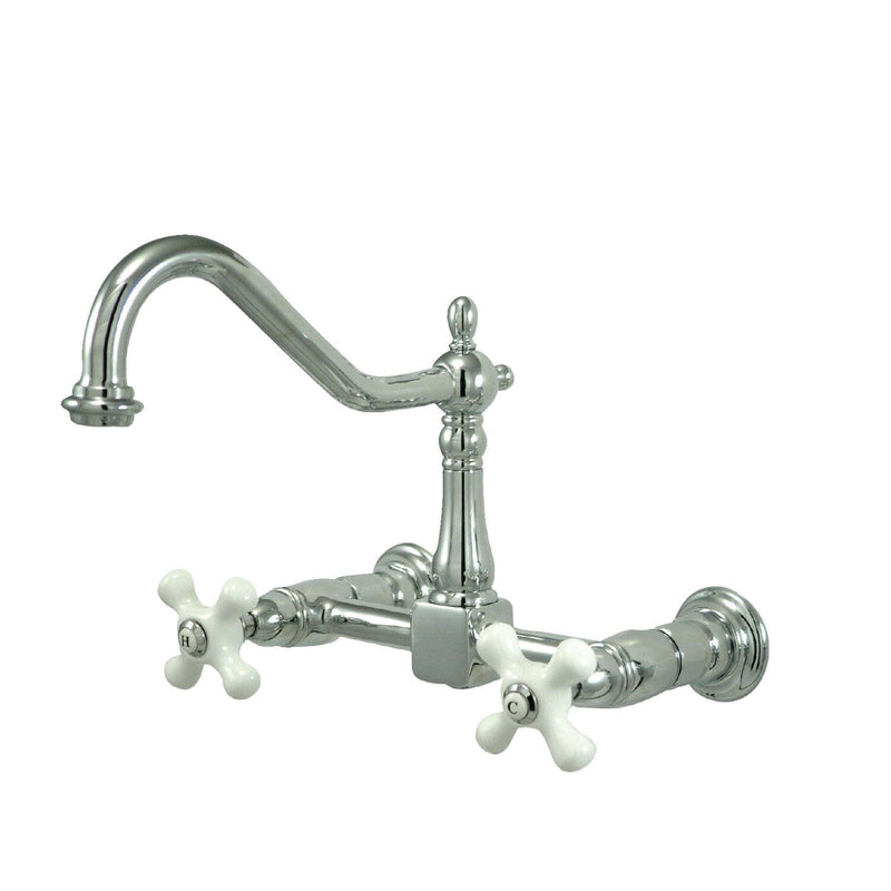 Heritage Double-Handle 2-Hole Wall-Mount Bridge Kitchen Faucet