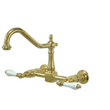 Heritage Double-Handle 2-Hole Wall-Mount Bridge Kitchen Faucet