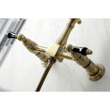 Duchess Double-Handle 3-Hole Wall-Mount Bridge Kitchen Faucet with Brass Sprayer