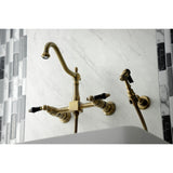 Duchess Double-Handle 3-Hole Wall-Mount Bridge Kitchen Faucet with Brass Sprayer
