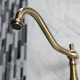 Heritage Double-Handle 2-Hole Wall-Mount Bridge Kitchen Faucet