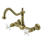 Heritage Double-Handle 2-Hole Wall-Mount Bridge Kitchen Faucet