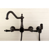 Duchess Double-Handle 3-Hole Wall-Mount Bridge Kitchen Faucet with Brass Sprayer