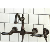 Duchess Double-Handle 3-Hole Wall-Mount Bridge Kitchen Faucet with Brass Sprayer
