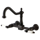 Heritage Double-Handle 2-Hole Wall-Mount Bridge Kitchen Faucet