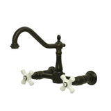 Heritage Double-Handle 2-Hole Wall-Mount Bridge Kitchen Faucet