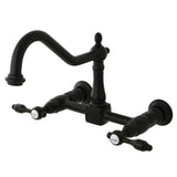 Tudor Double-Handle 2-Hole Wall-Mount Bridge Kitchen Faucet