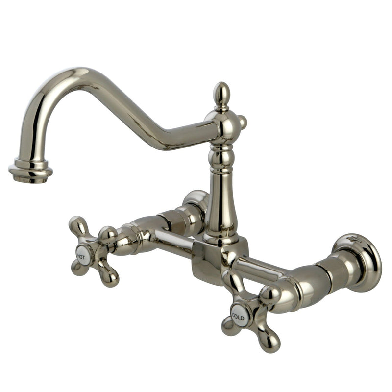 Heritage Double-Handle 2-Hole Wall-Mount Bridge Kitchen Faucet