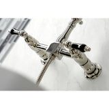 Duchess Double-Handle 3-Hole Wall-Mount Bridge Kitchen Faucet with Brass Sprayer