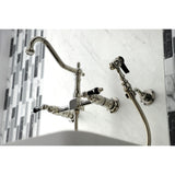 Duchess Double-Handle 3-Hole Wall-Mount Bridge Kitchen Faucet with Brass Sprayer