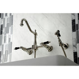 Duchess Double-Handle 3-Hole Wall-Mount Bridge Kitchen Faucet with Brass Sprayer