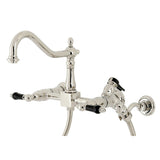 Duchess Double-Handle 3-Hole Wall-Mount Bridge Kitchen Faucet with Brass Sprayer