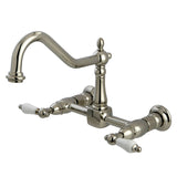 Heritage Double-Handle 2-Hole Wall-Mount Bridge Kitchen Faucet