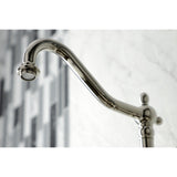 Heritage Double-Handle 3-Hole Wall-Mount Bridge Kitchen Faucet with Brass Sprayer