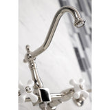 Heritage Double-Handle 3-Hole Wall-Mount Bridge Kitchen Faucet with Brass Sprayer