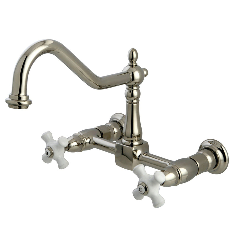 Heritage Double-Handle 2-Hole Wall-Mount Bridge Kitchen Faucet