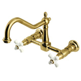Heritage Double-Handle 2-Hole Wall-Mount Bridge Kitchen Faucet