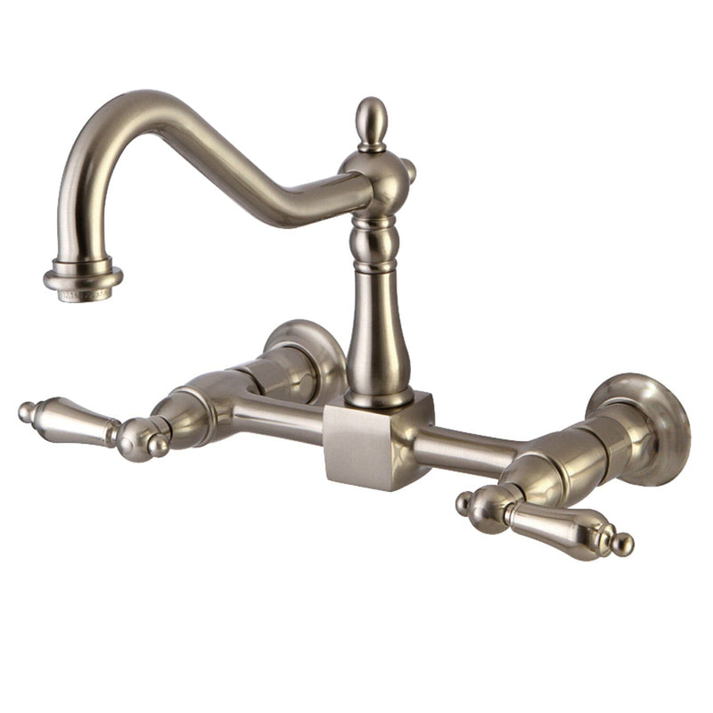 Heritage Double-Handle 2-Hole Wall-Mount Bridge Kitchen Faucet