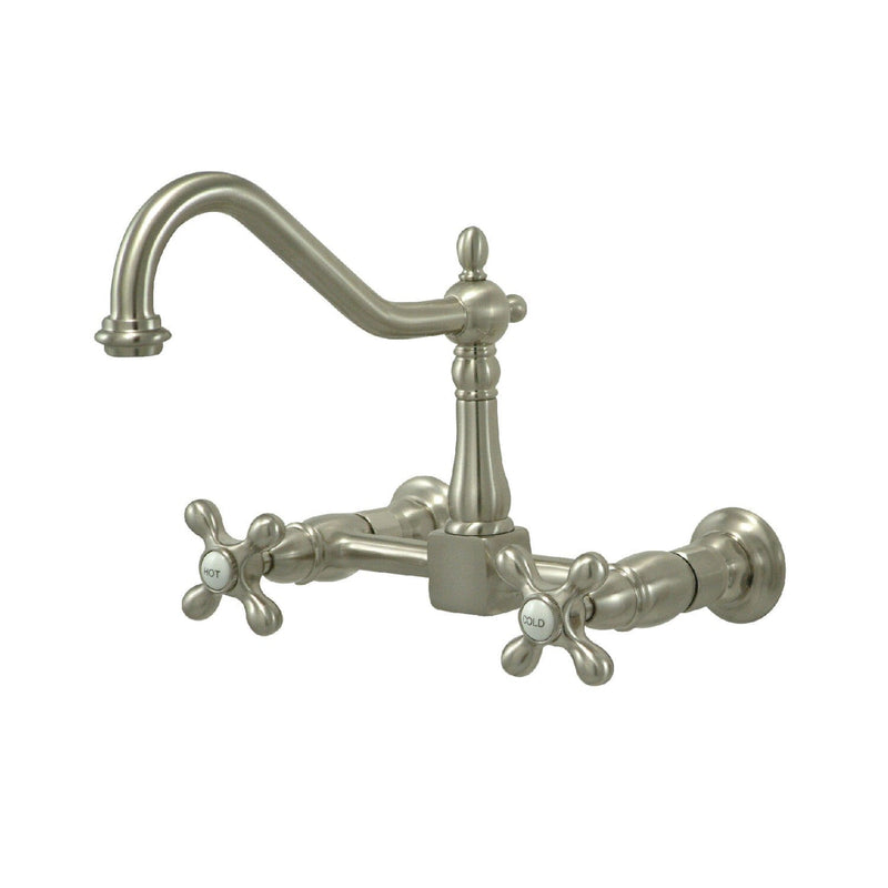 Heritage Double-Handle 2-Hole Wall-Mount Bridge Kitchen Faucet