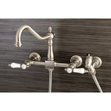 Bel-Air Double-Handle 3-Hole Wall-Mount Bridge Kitchen Faucet with Brass Sprayer
