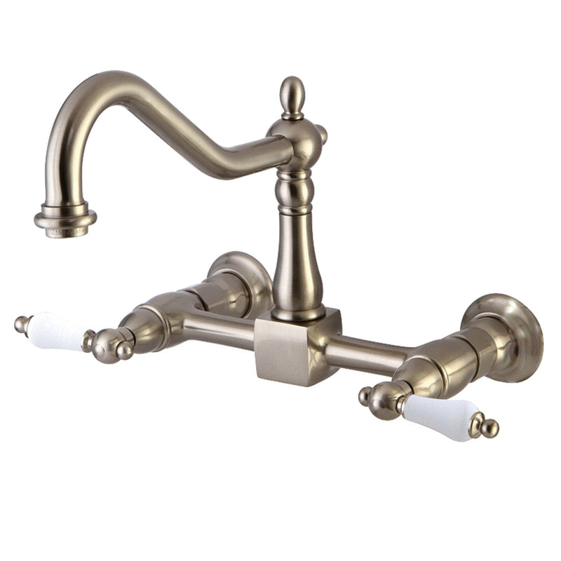Heritage Double-Handle 2-Hole Wall-Mount Bridge Kitchen Faucet