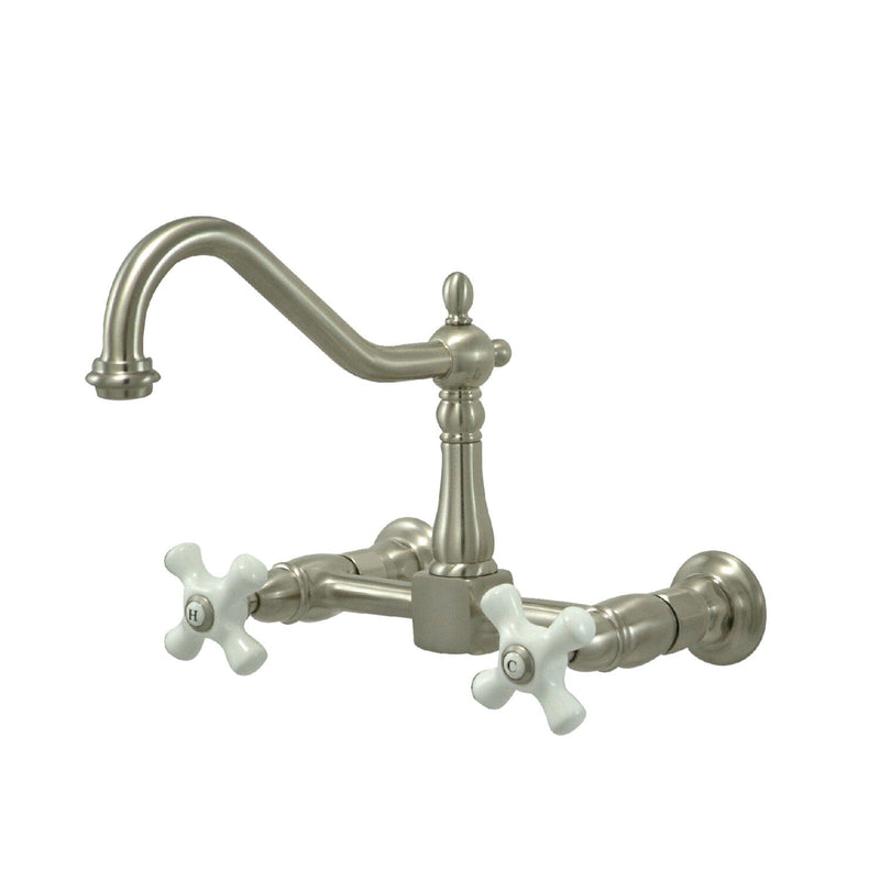 Heritage Double-Handle 2-Hole Wall-Mount Bridge Kitchen Faucet