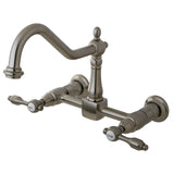 Tudor Double-Handle 2-Hole Wall-Mount Bridge Kitchen Faucet