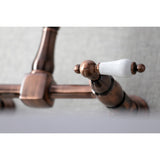 Heritage Double-Handle 2-Hole Wall-Mount Bridge Kitchen Faucet