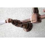 Heritage Double-Handle 2-Hole Wall-Mount Bridge Kitchen Faucet