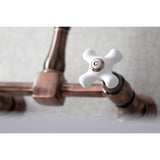 Heritage Double-Handle 2-Hole Wall-Mount Bridge Kitchen Faucet