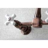 Heritage Double-Handle 2-Hole Wall-Mount Bridge Kitchen Faucet