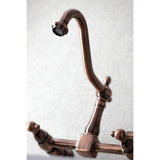 Heritage Double-Handle 2-Hole Wall-Mount Bridge Kitchen Faucet