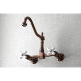 Heritage Double-Handle 2-Hole Wall-Mount Bridge Kitchen Faucet