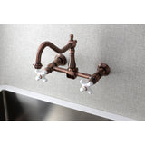 Heritage Double-Handle 2-Hole Wall-Mount Bridge Kitchen Faucet