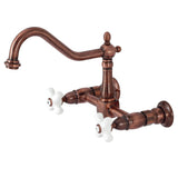 Heritage Double-Handle 2-Hole Wall-Mount Bridge Kitchen Faucet