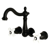 Heritage Double-Handle 3-Hole Wall Mount Bathroom Faucet