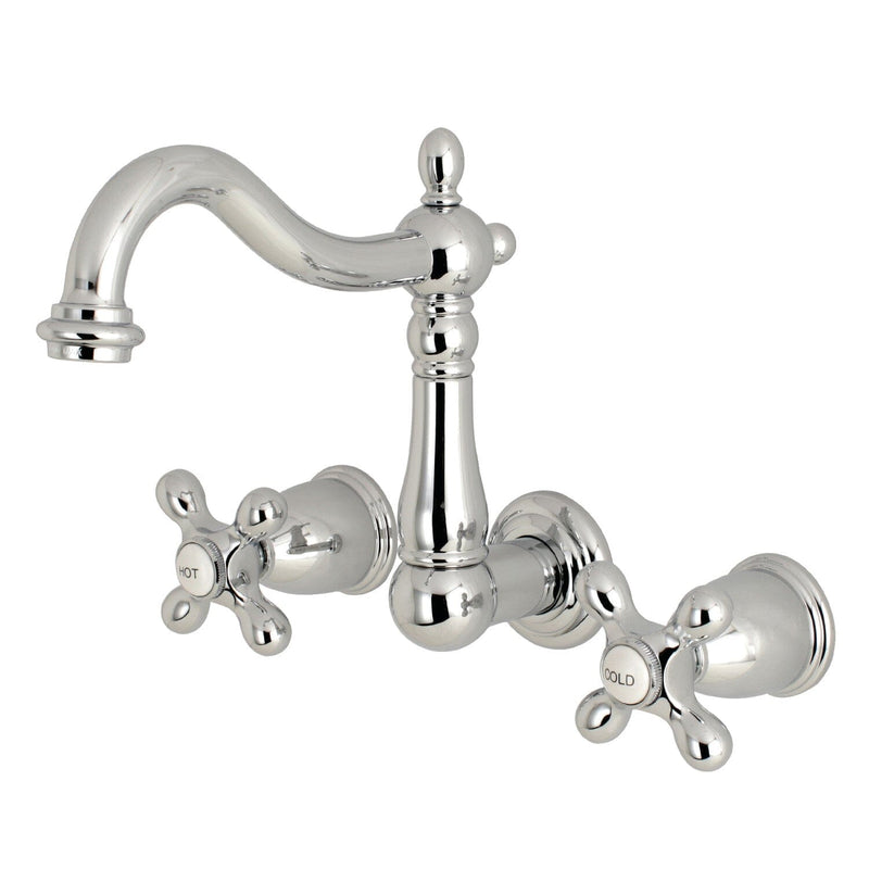 Heritage Double-Handle 3-Hole Wall Mount Bathroom Faucet