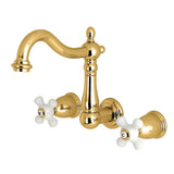 Heritage Double-Handle 3-Hole Wall Mount Bathroom Faucet