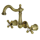 Heritage Double-Handle 3-Hole Wall Mount Bathroom Faucet